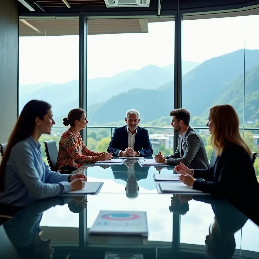 Pachete de servicii de consultanță evidențiate pe un panou informativ